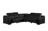 1116 DivanItalia Black Top-Grain Italian Leather 5-Piece Sectional with 3 Power Reclining Seats & Power HeadrestModel:  1116-BLACK-3PWR-5PC